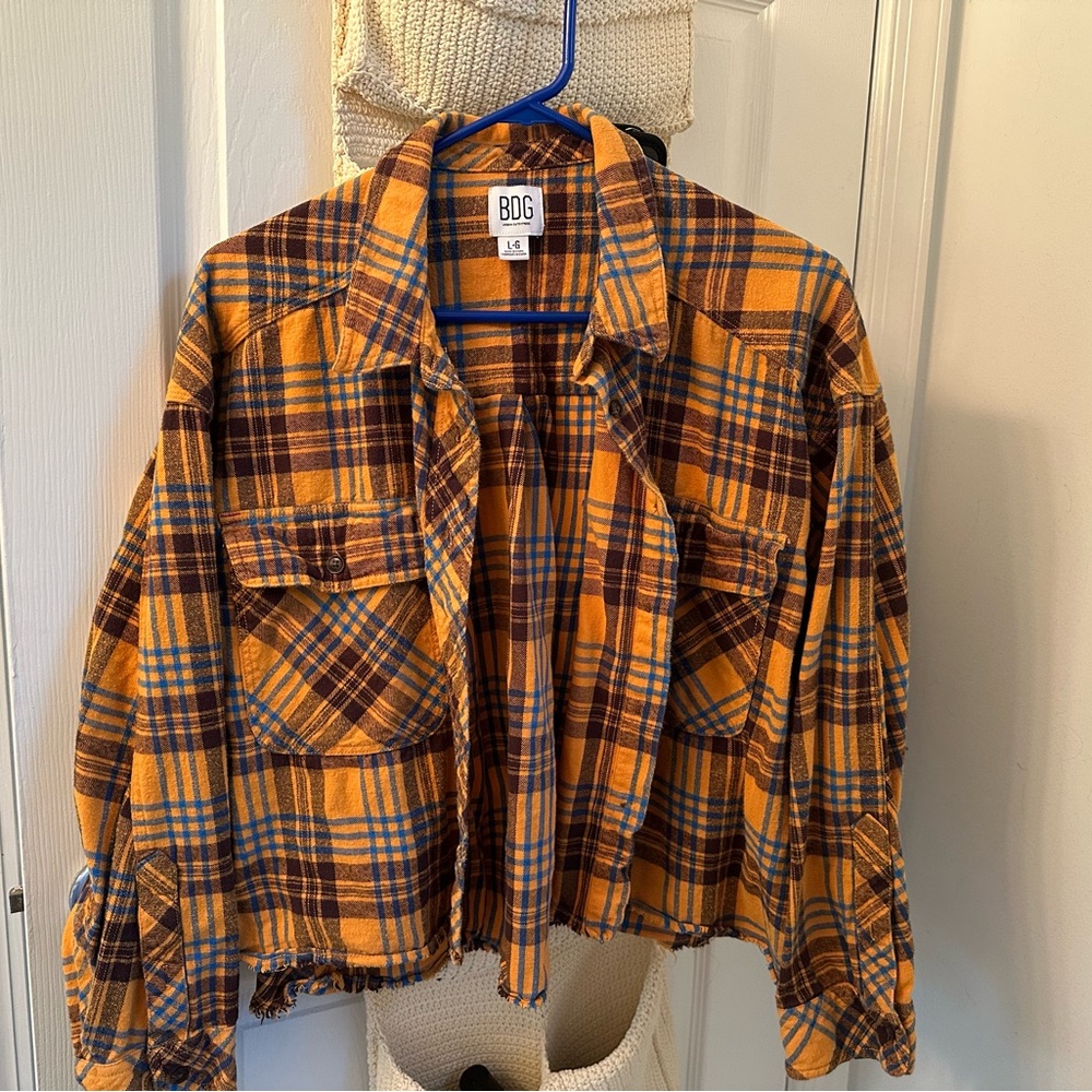BDG Yellow and Blue Plaid Shirt